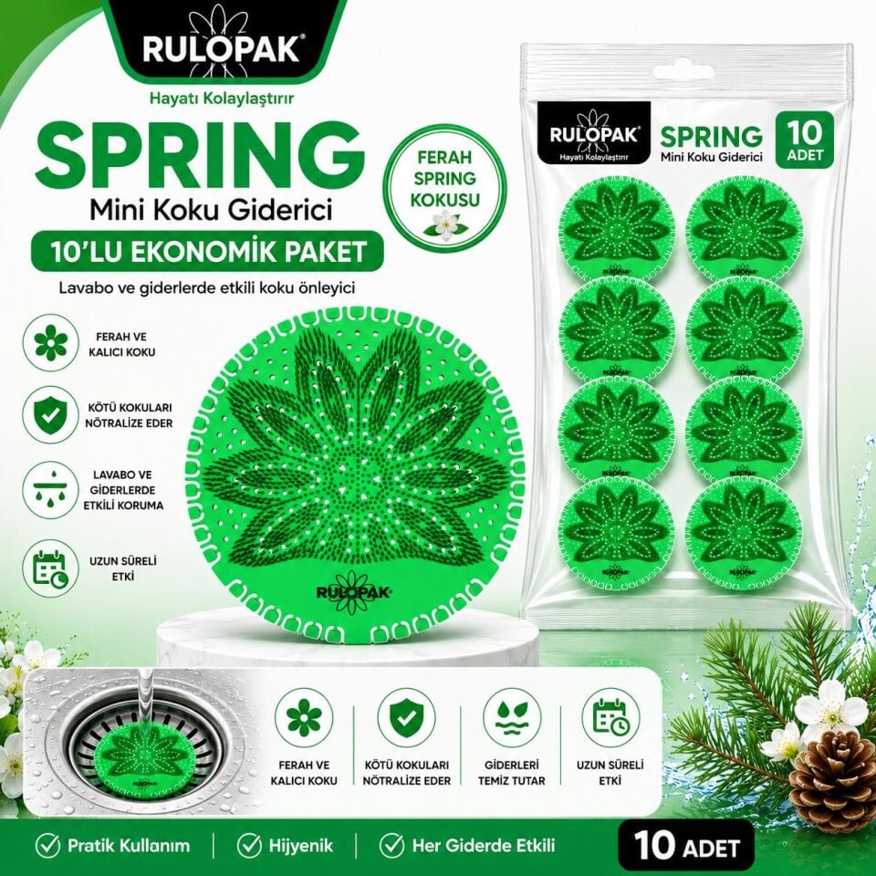 Rulopak Mini Pisuvar Süzgeci Koku Giderici 10 Adet Spring