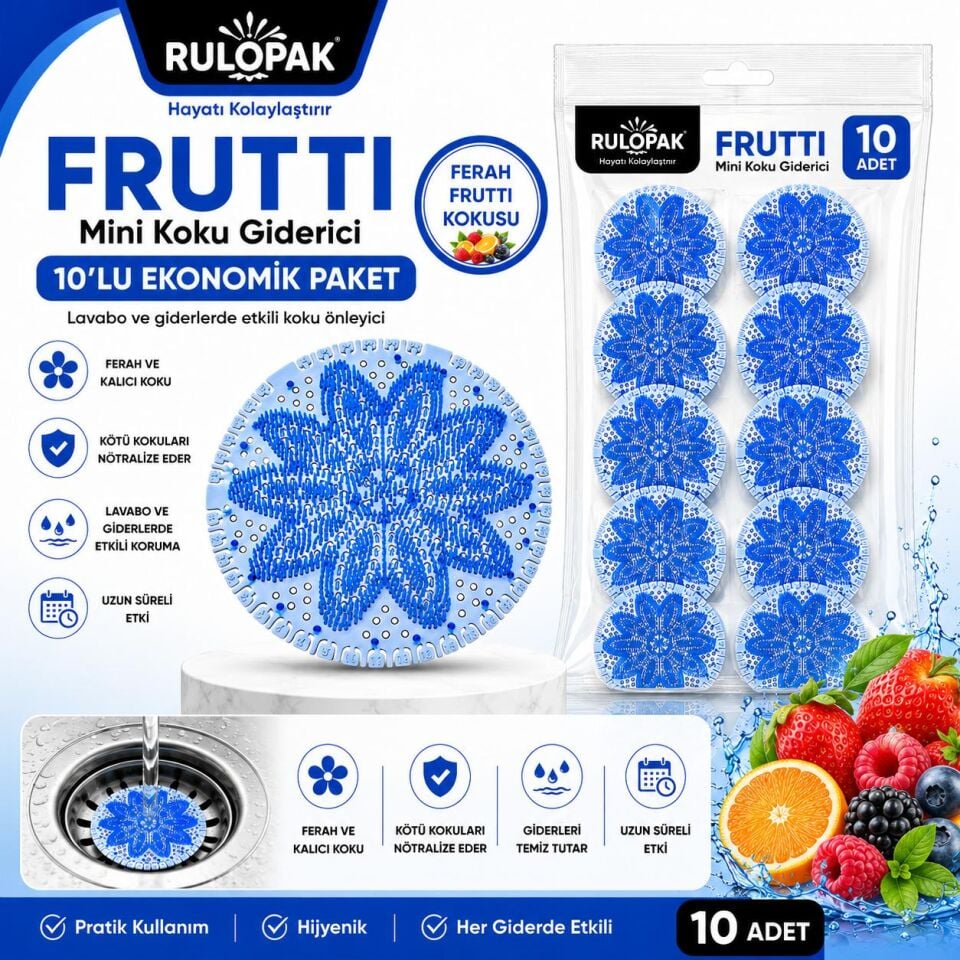 Rulopak Mini Pisuvar Süzgeci Koku Giderici 10 Adet Frutti