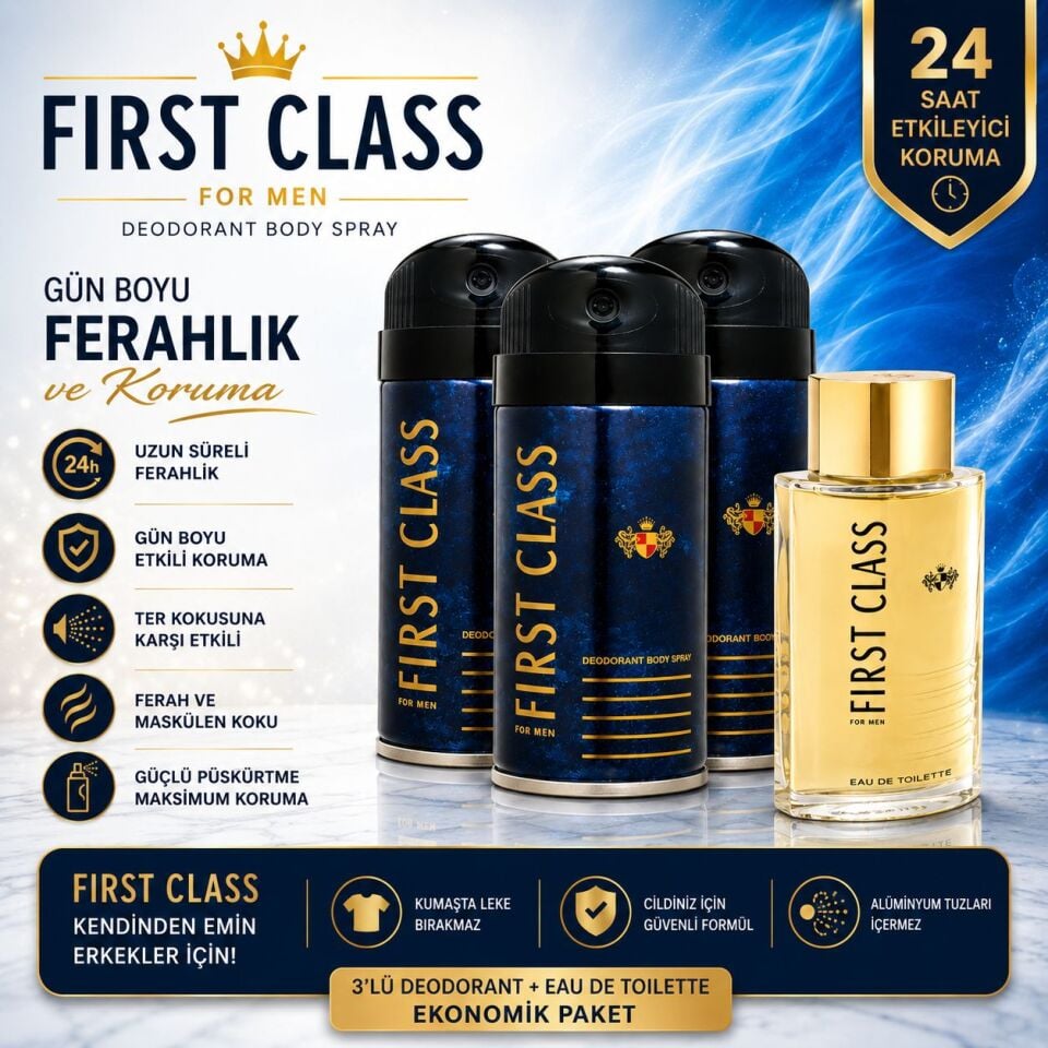 First Class Edt Erkek Parfüm 100ml Deodorant 3x150ml Set