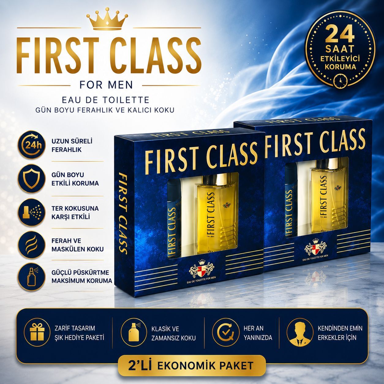 First Class Edt Parfüm 100ml Deodorant 150ml x2